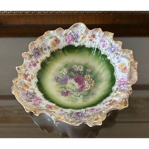 C.T. Carl Tielsch Co Germany China Bowl Antique Hand Painted Gold Flowers Accent